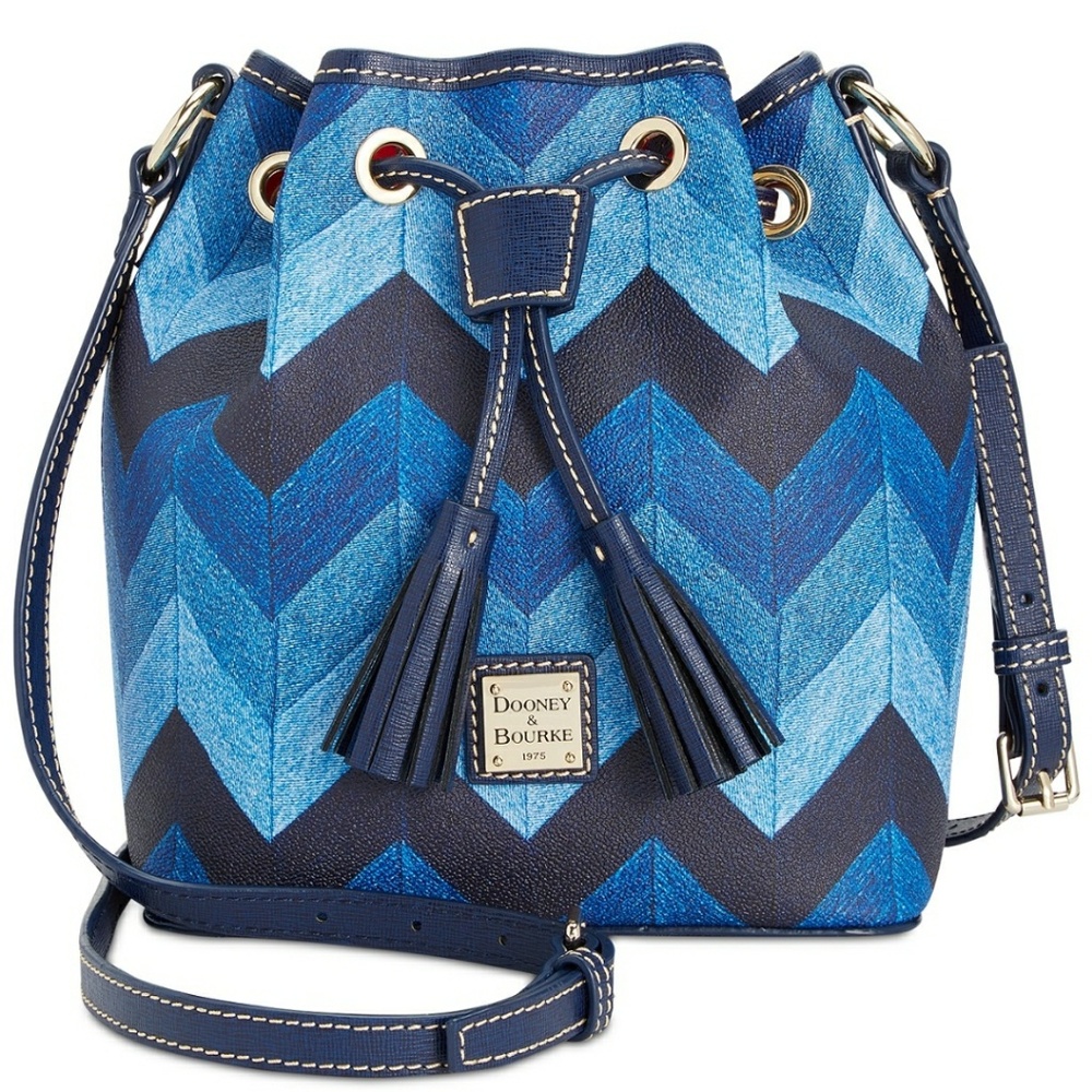 Dooney & Bourke Bucket Bag Denim Chevron Kendal